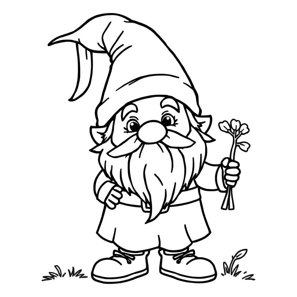 Gnomes a cute gnome — easy gnomes coloring page (ages 2–5)
