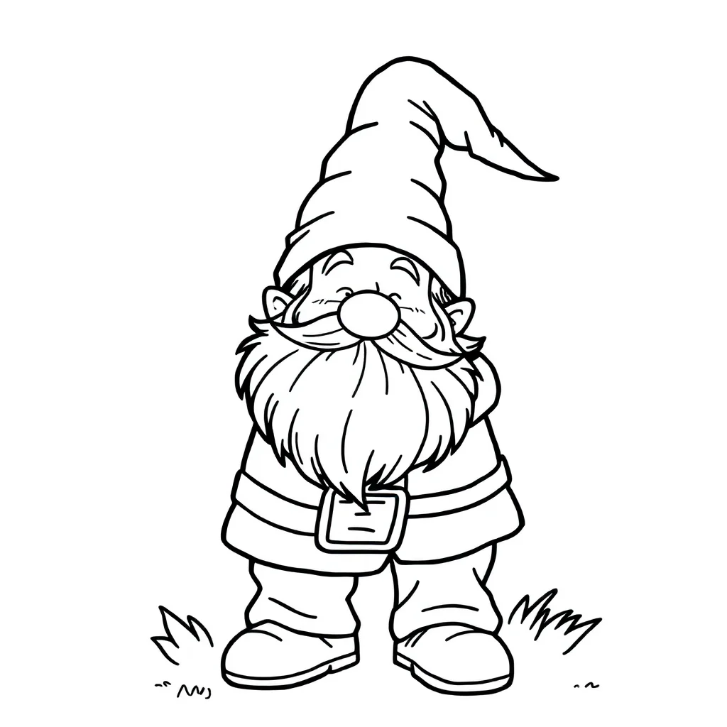 Gnomes a gnome with a beard hugging a friend — easy gnomes coloring page (ages 2–5)