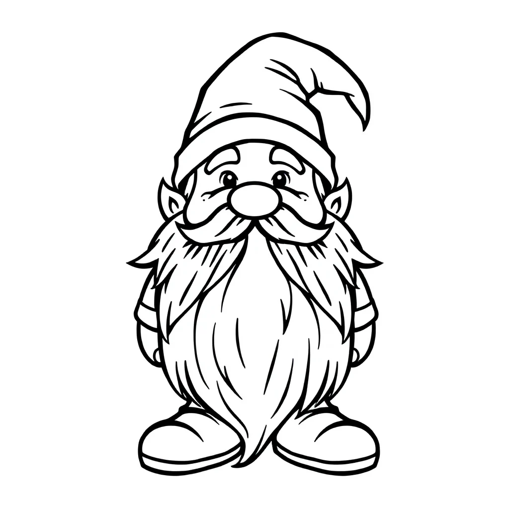Gnomes a gnome with a beard — easy gnomes coloring page (ages 2–5)