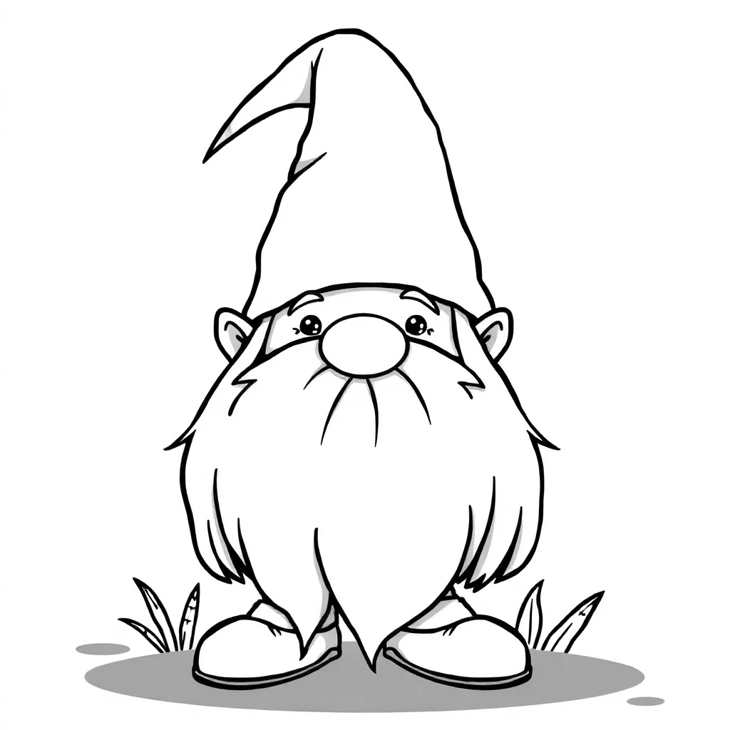 Gnomes a gnome with a pointy hat — easy gnomes coloring page (ages 2–5)