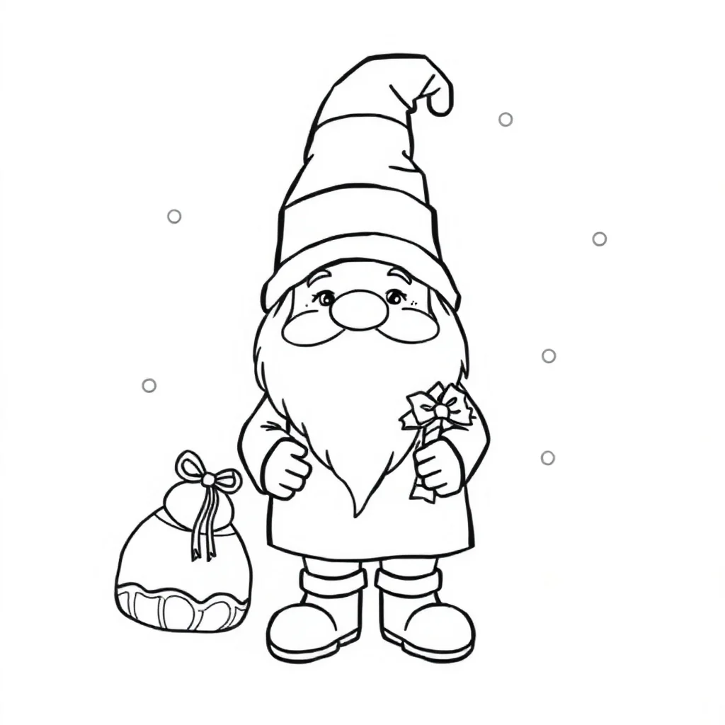 Gnomes a holiday gnome — easy gnomes coloring page (ages 2–5)