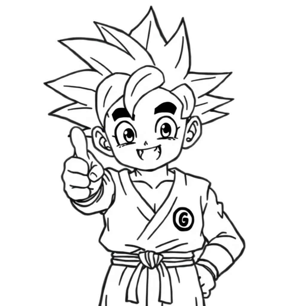 Goku goku giving a thumbs up — easy goku coloring page (ages 2–5)