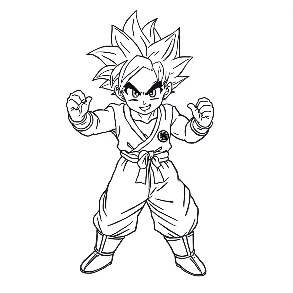 Goku goku in a fighting stance — easy goku coloring page (ages 2–5)