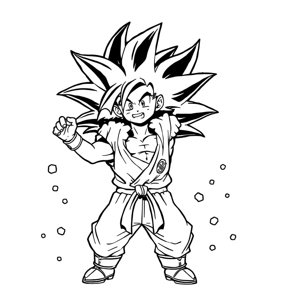 Goku goku powering up — easy goku coloring page (ages 2–5)