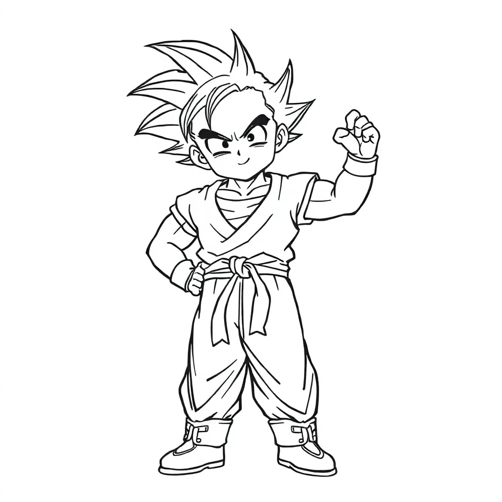 Goku goku standing heroically — easy goku coloring page (ages 2–5)