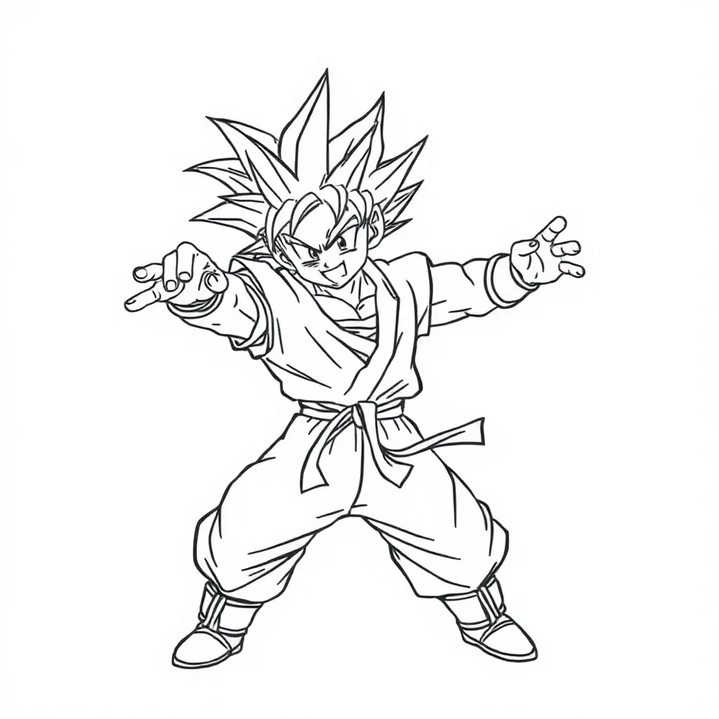 Goku goku throwing a punch — easy goku coloring page (ages 2–5)