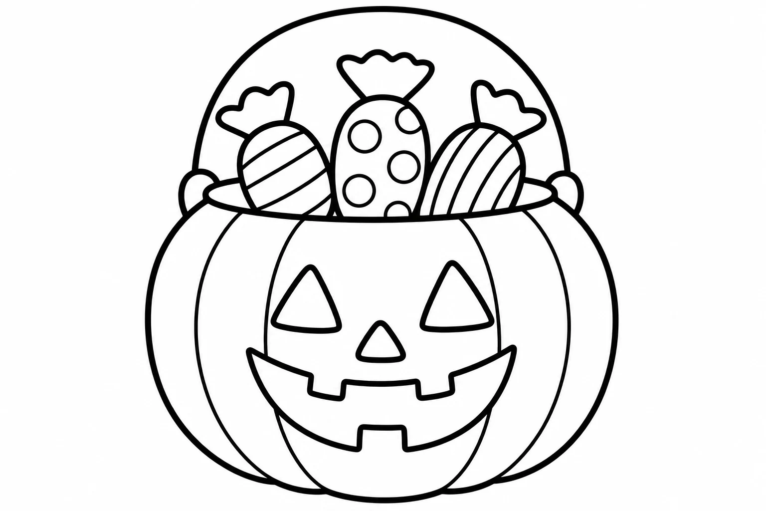 Halloween candy bucket simple — easy halloween coloring page (ages 2–5)