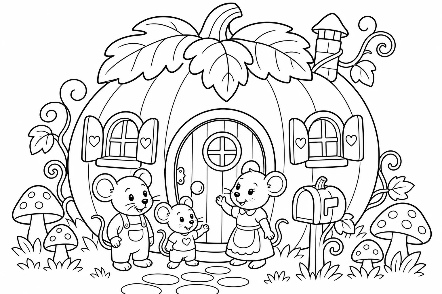 Halloween pumpkin house — classic halloween coloring page (ages 5–10)
