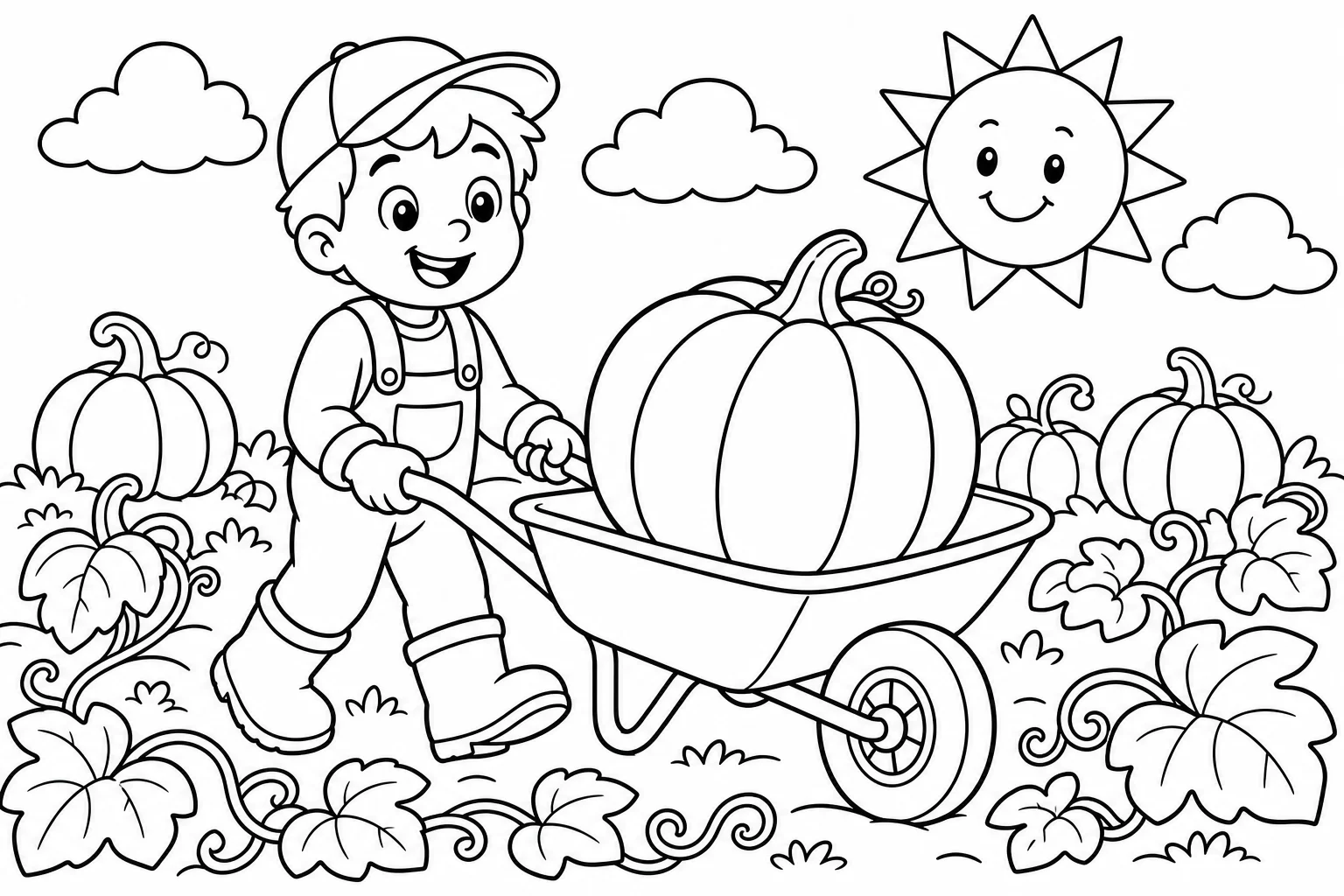 Halloween pumpkin patch — classic halloween coloring page (ages 5–10)