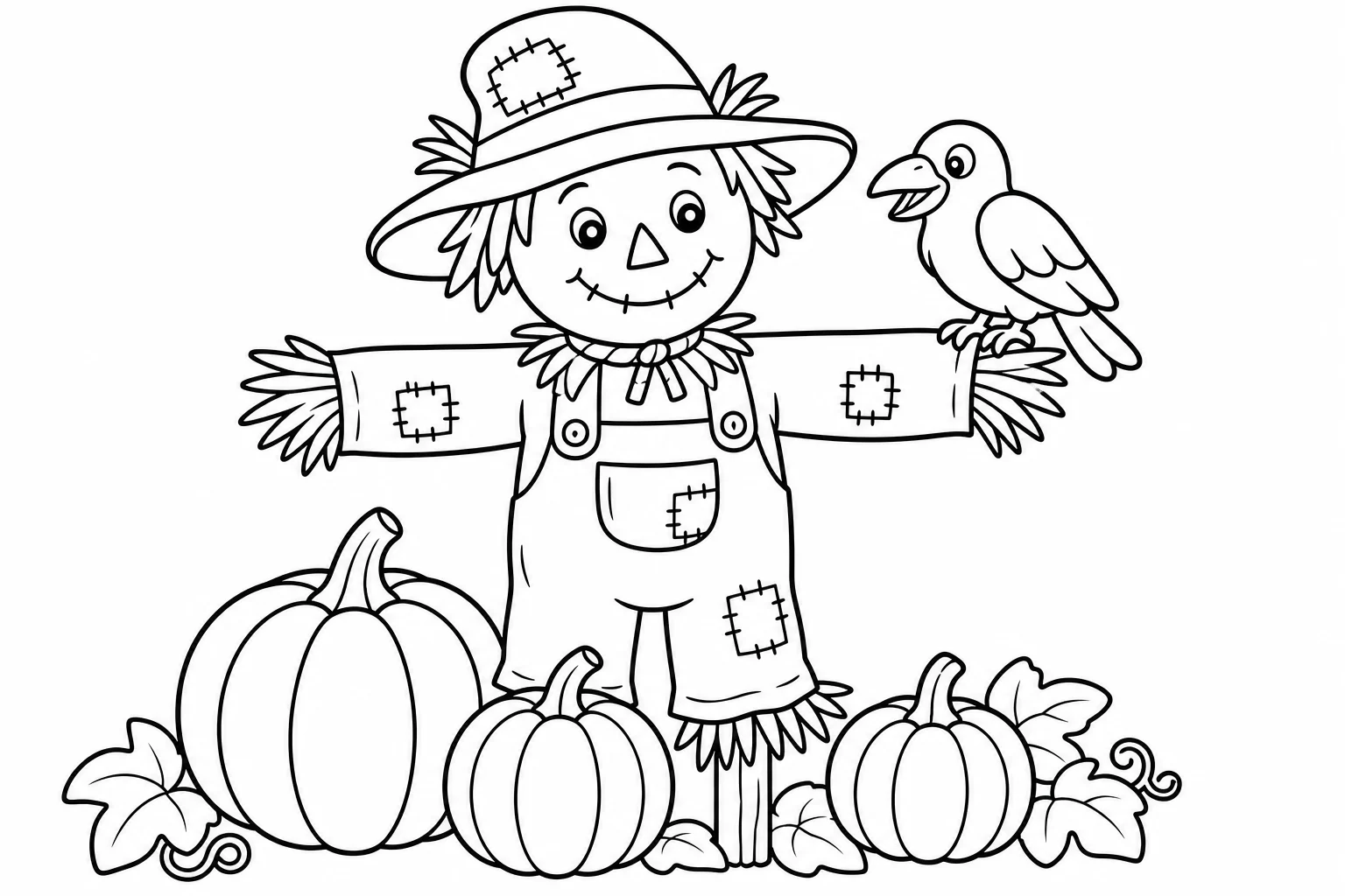 Halloween scarecrow — classic halloween coloring page (ages 5–10)