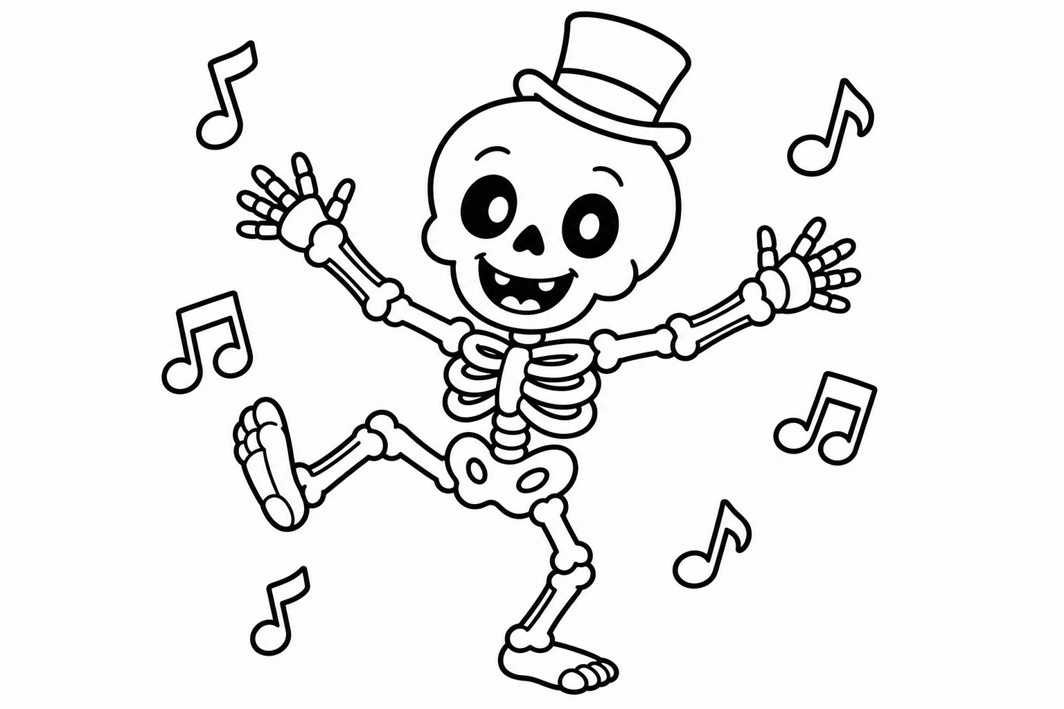 Halloween skeleton dance — classic halloween coloring page (ages 5–10)