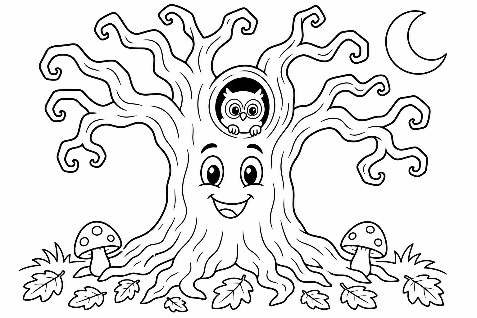 Halloween spooky tree — classic halloween coloring page (ages 5–10)