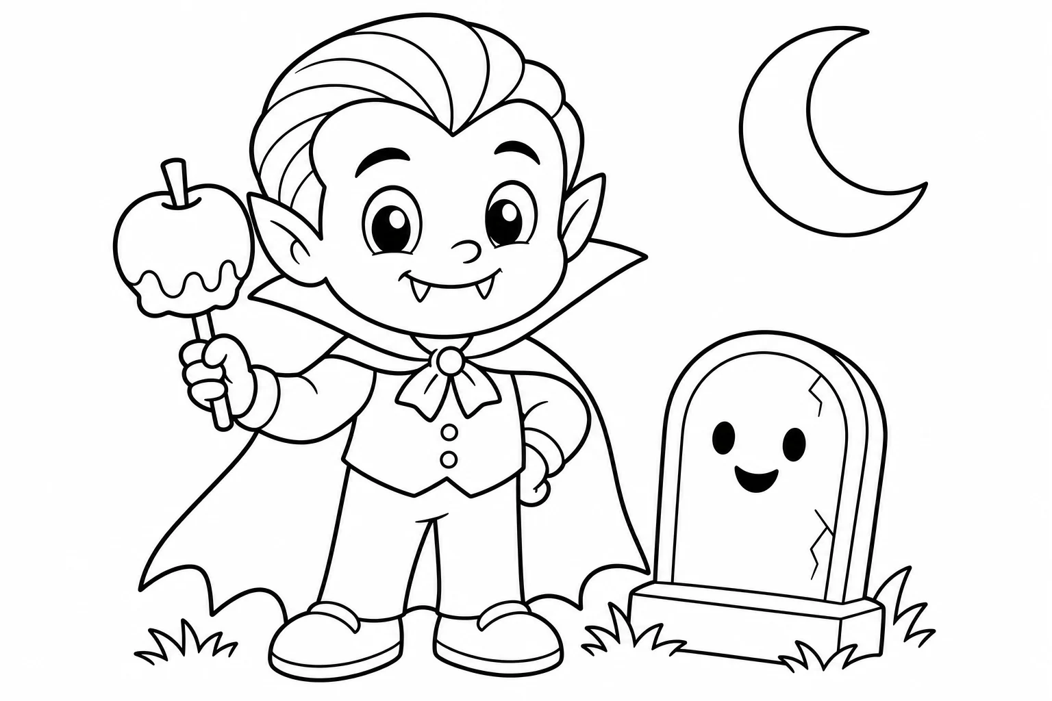 Halloween vampire boy — classic halloween coloring page (ages 5–10)