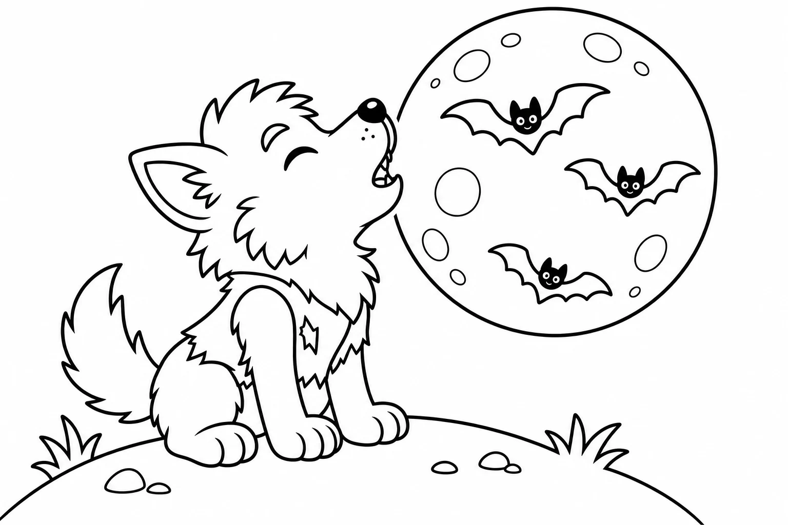Halloween werewolf pup — classic halloween coloring page (ages 5–10)