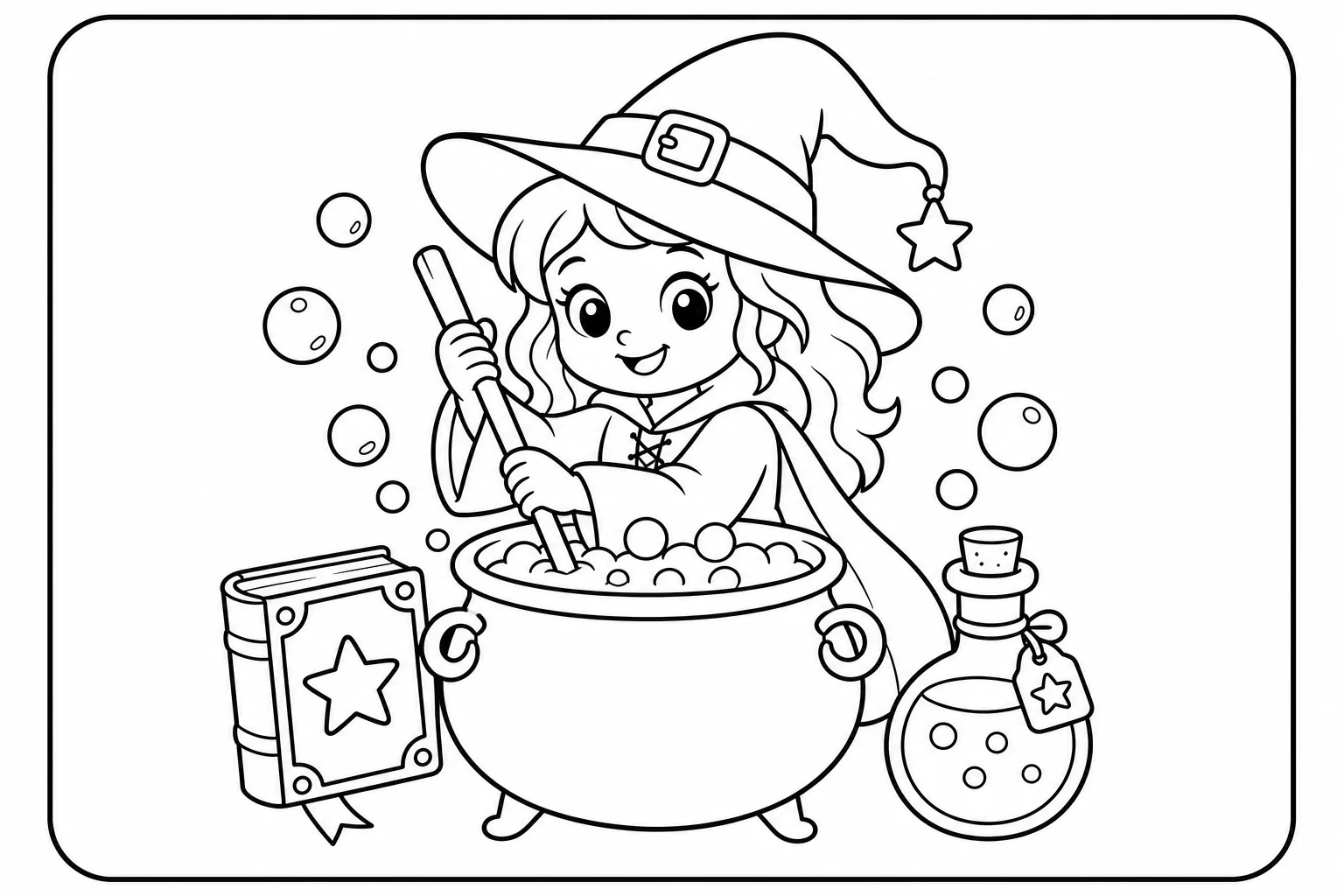 Halloween witch cauldron — classic halloween coloring page (ages 5–10)