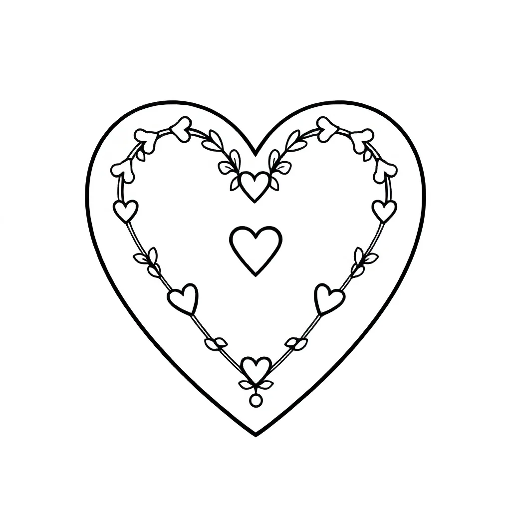Hearts a decorated heart — easy hearts coloring page (ages 2–5)