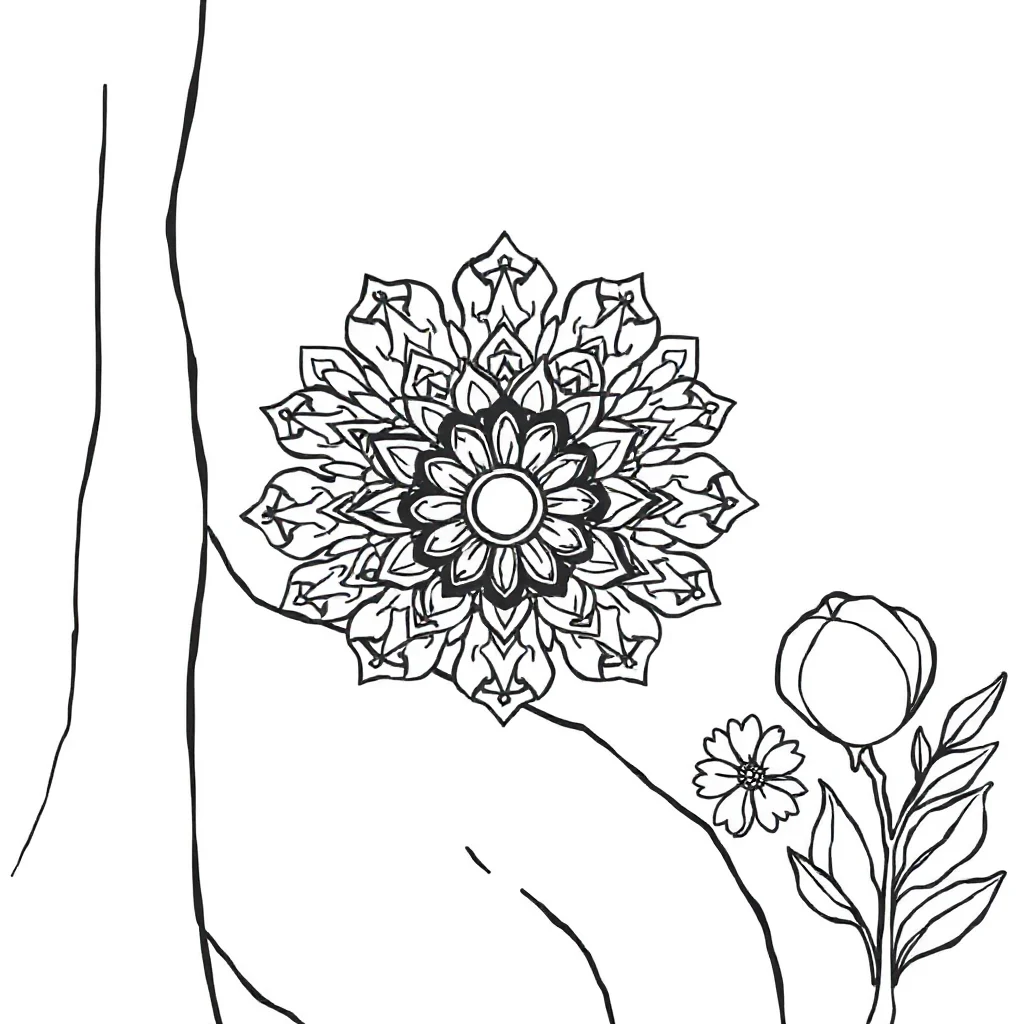 Hearts a heart mandala peeking from behind something — classic hearts coloring page (ages 5–10)