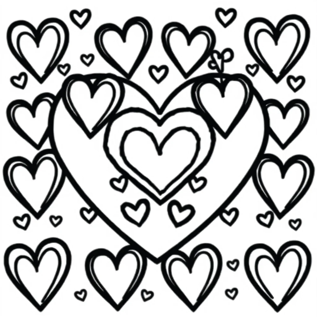 Hearts a heart pattern — easy hearts coloring page (ages 2–5)