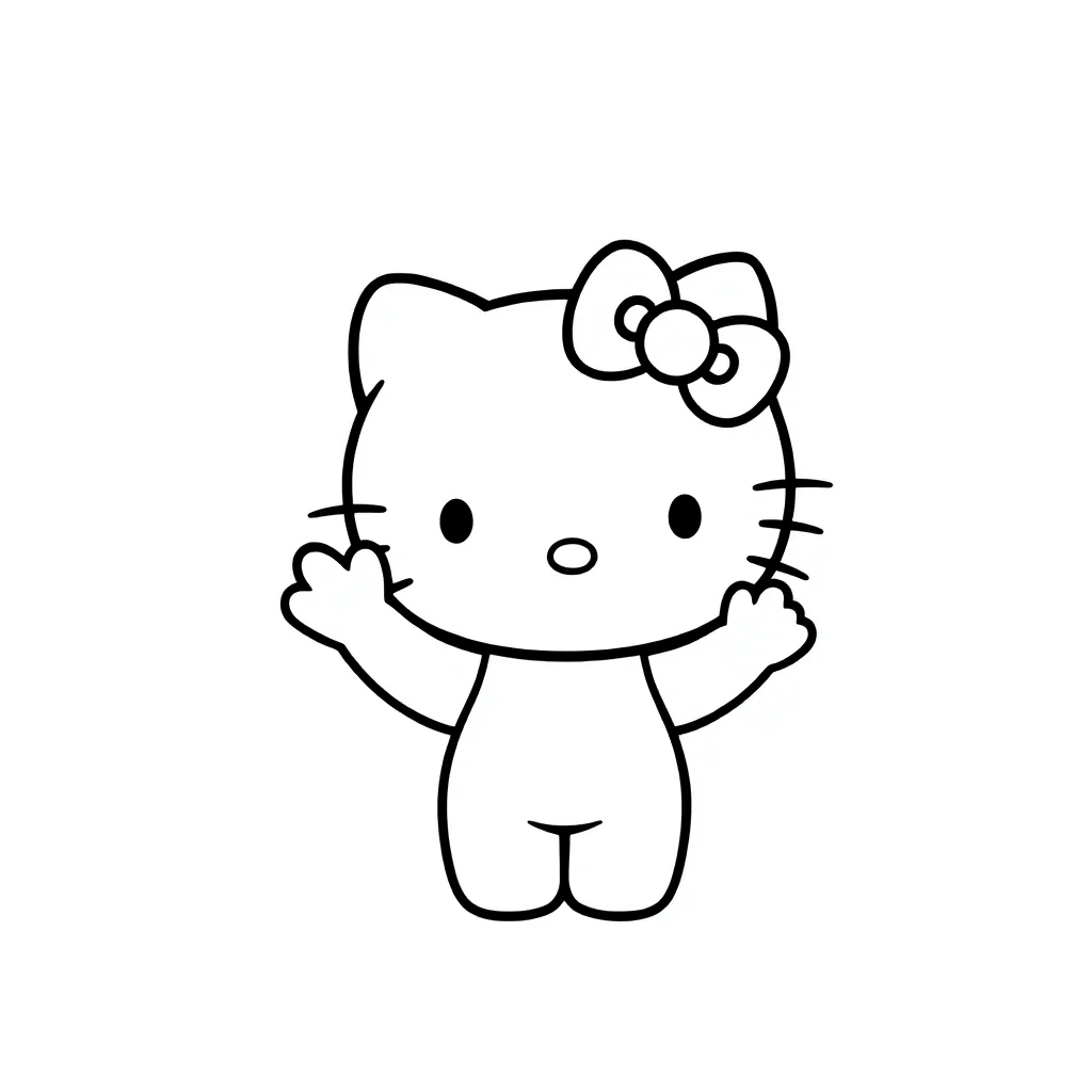 Hello kitty hello kitty waving hello — easy hello kitty coloring page (ages 2–5)