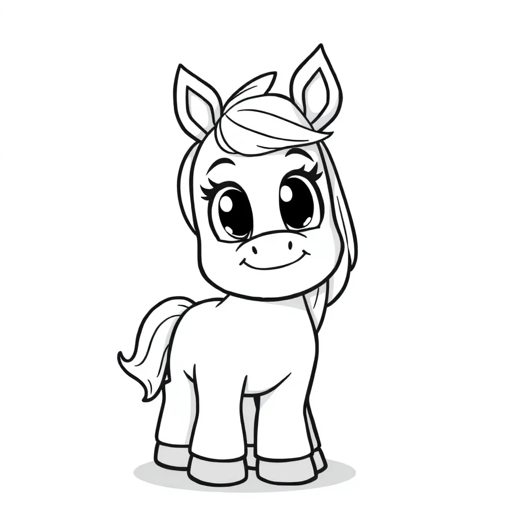 Horses a cute pony — easy horses coloring page (ages 2–5)