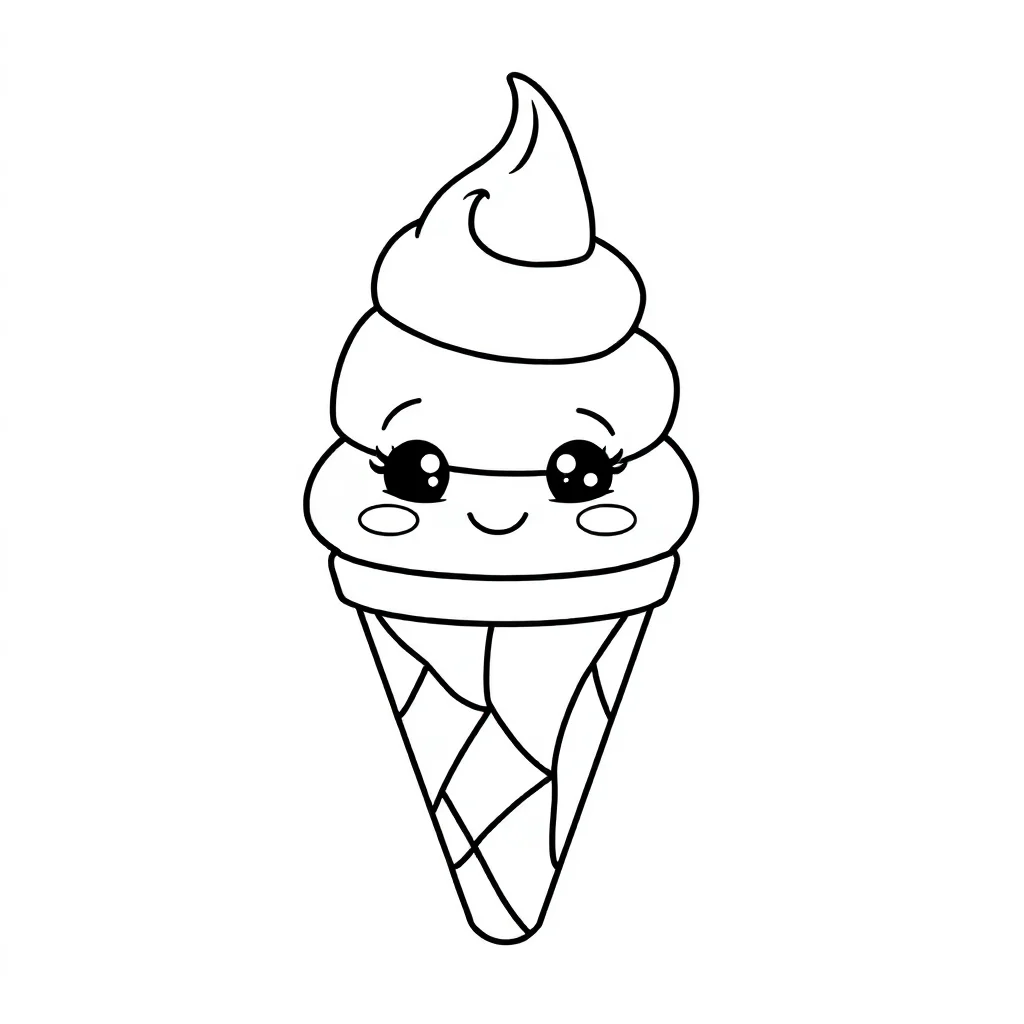 Ice cream a cute ice cream with a face — easy ice cream coloring page (ages 2–5)