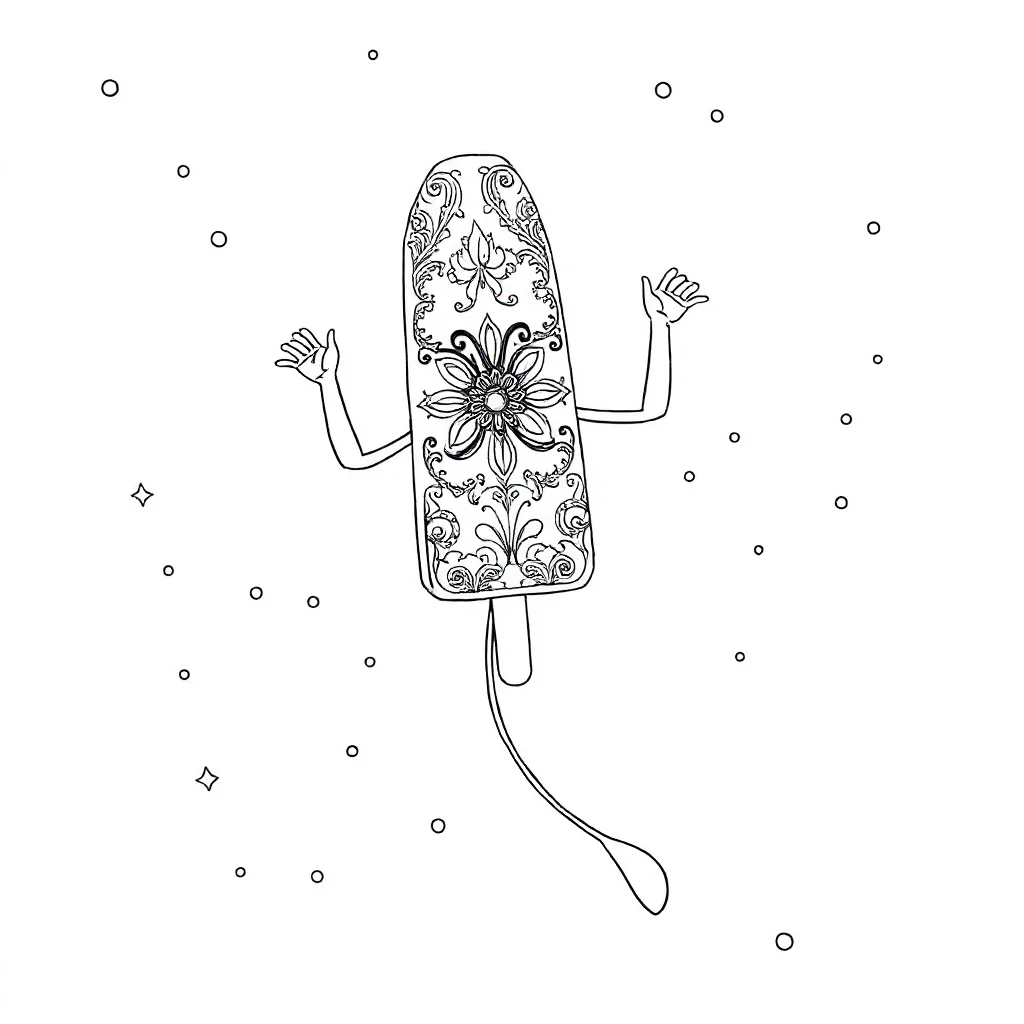 Ice cream a popsicle dancing — detailed ice cream coloring page (ages 9+ & adults)