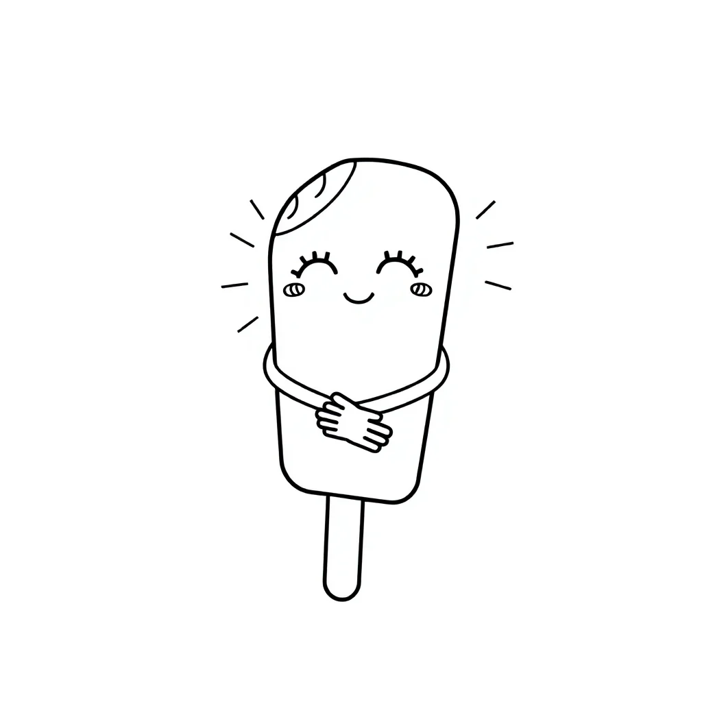 Ice cream a popsicle hugging a friend — easy ice cream coloring page (ages 2–5)