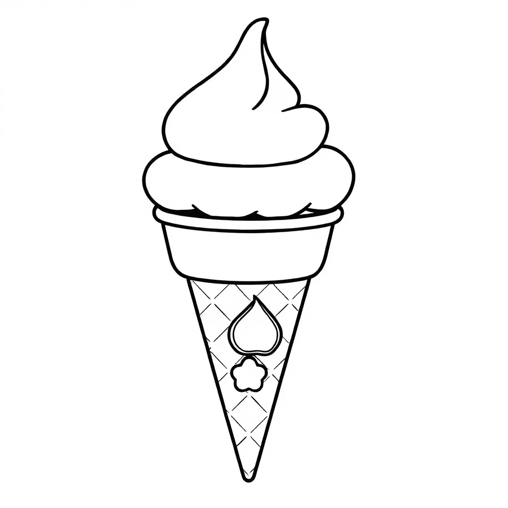 Ice cream an ice cream cone — easy ice cream coloring page (ages 2–5)