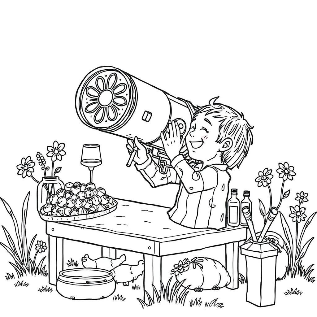Kaleidoscope a detailed kaleidoscope having a picnic — classic kaleidoscope coloring page (ages 5–10)