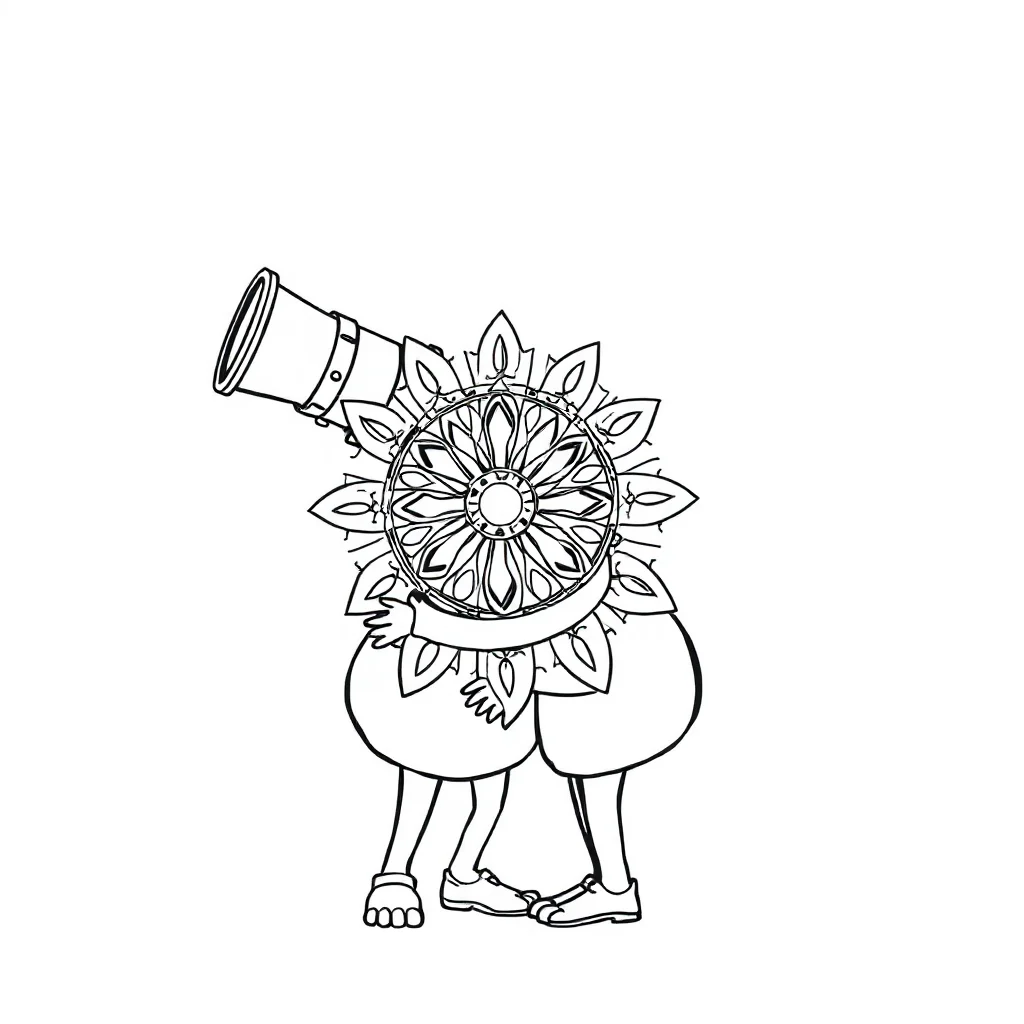 Kaleidoscope a detailed kaleidoscope hugging a friend — easy kaleidoscope coloring page (ages 2–5)