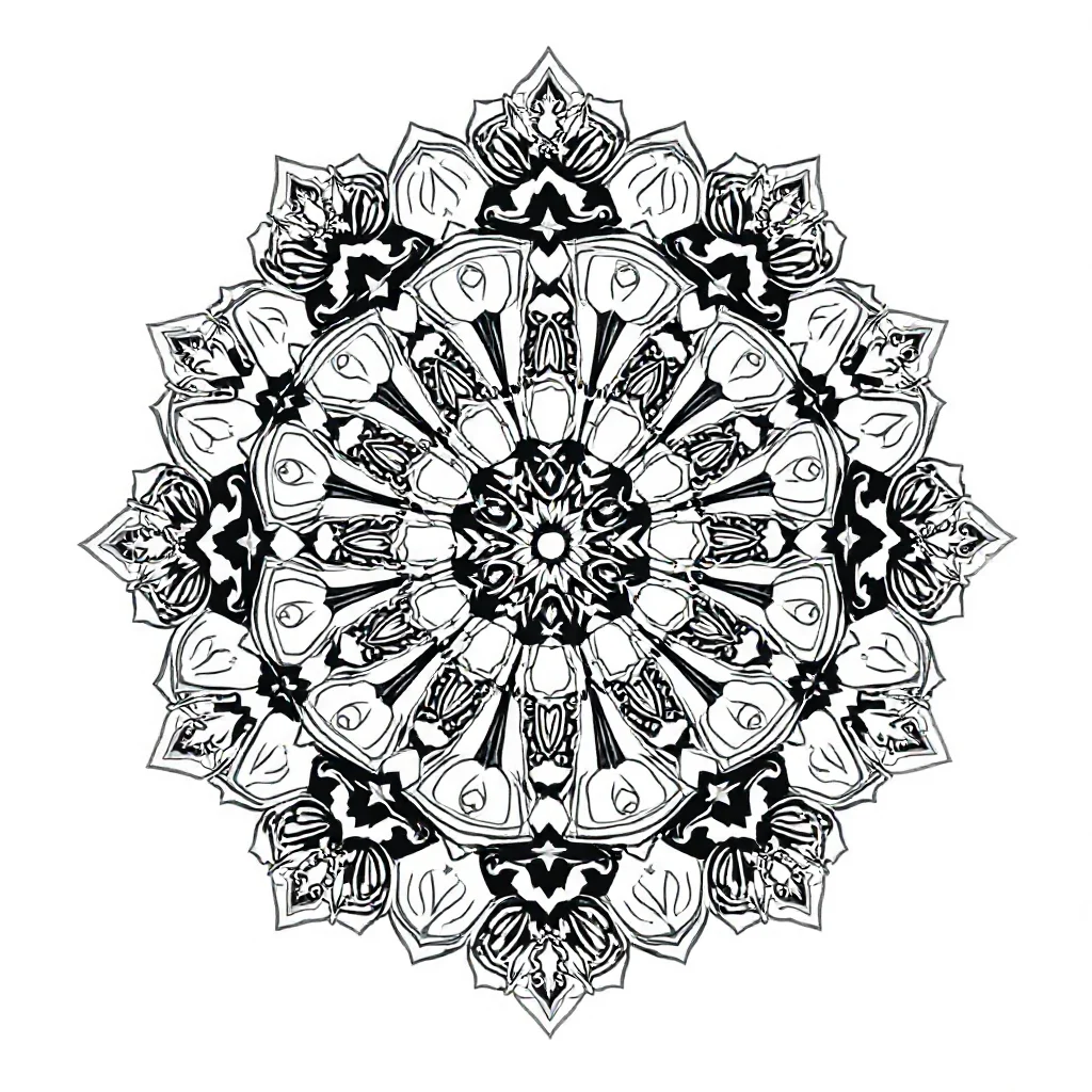 Kaleidoscope a kaleidoscope pattern sitting — detailed kaleidoscope coloring page (ages 9+ & adults)