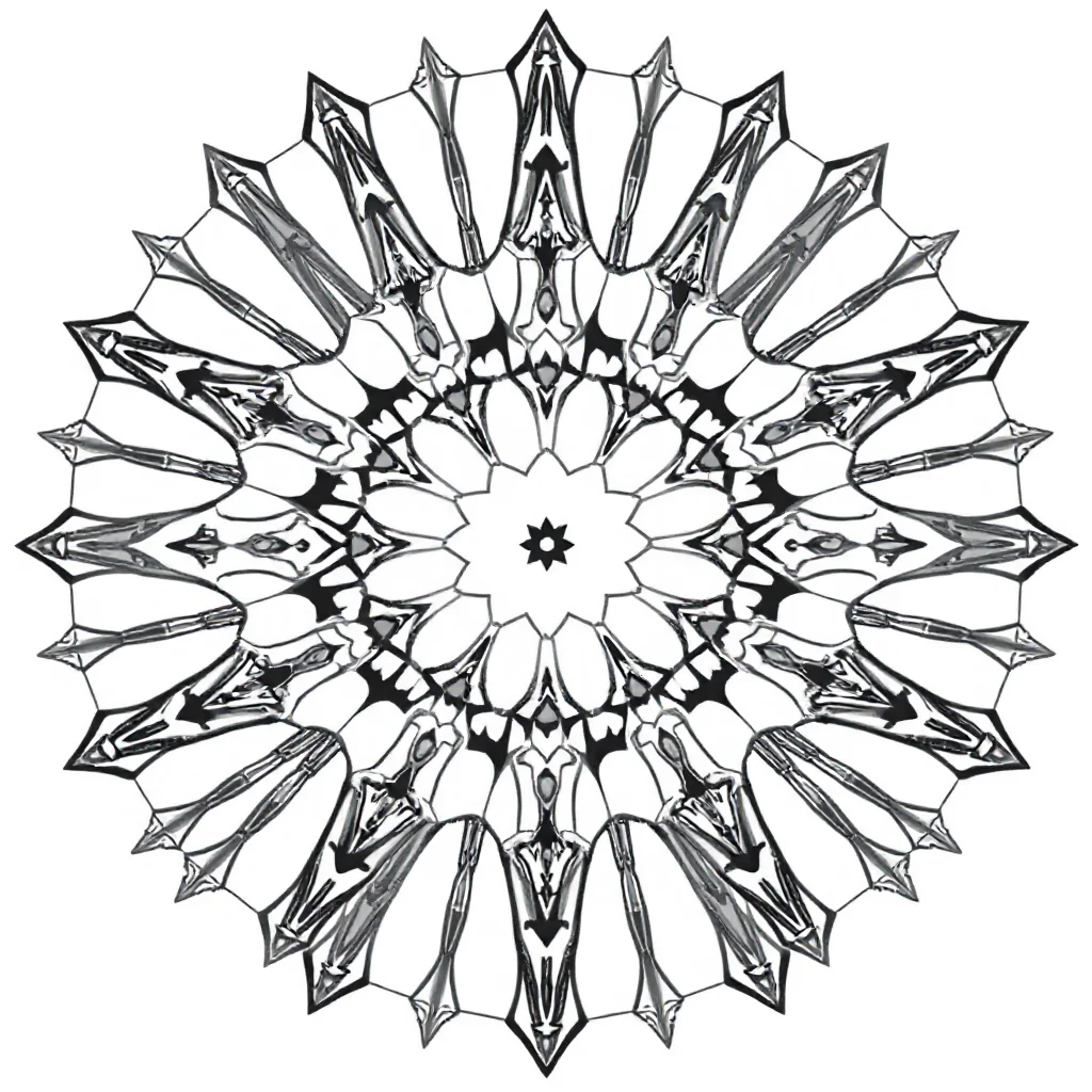 Kaleidoscope a symmetrical kaleidoscope flying — easy kaleidoscope coloring page (ages 2–5)