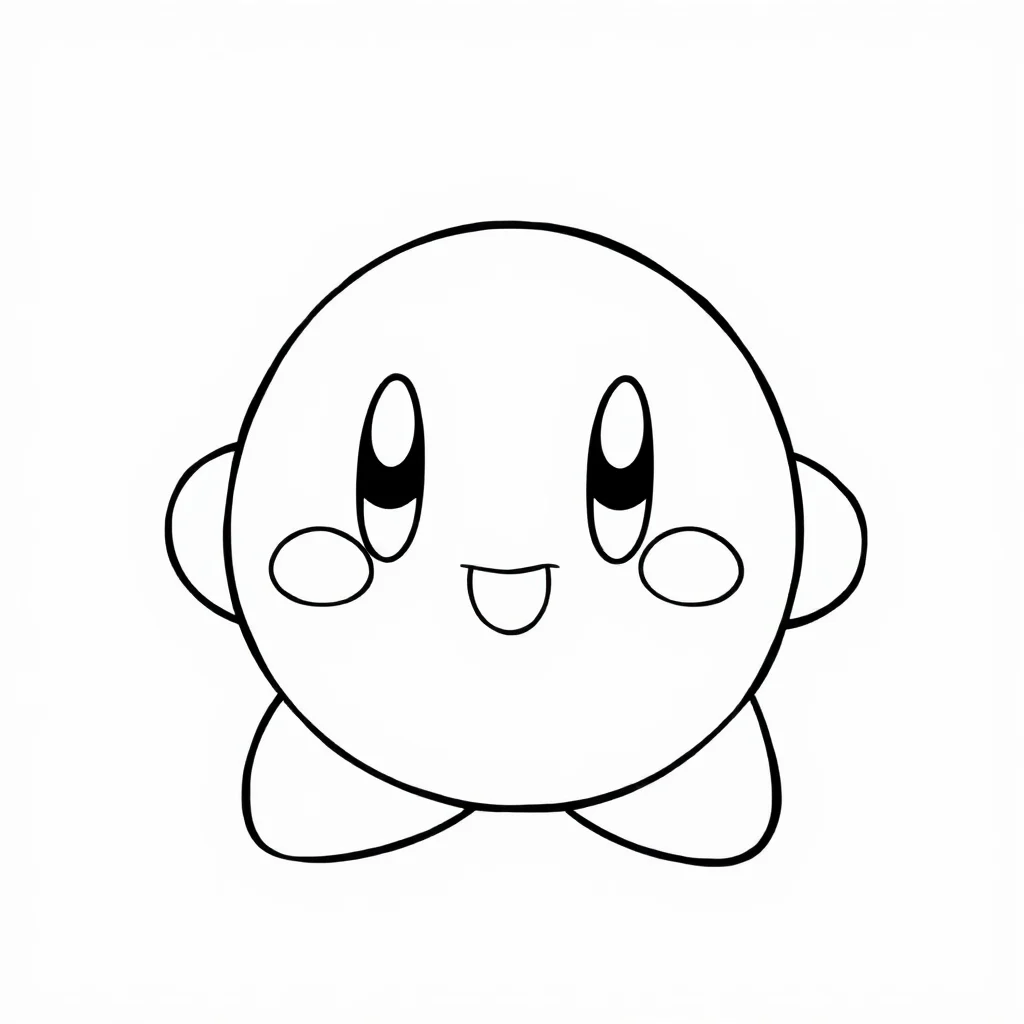 Kirby a chibi kirby smiling — easy kirby coloring page (ages 2–5)