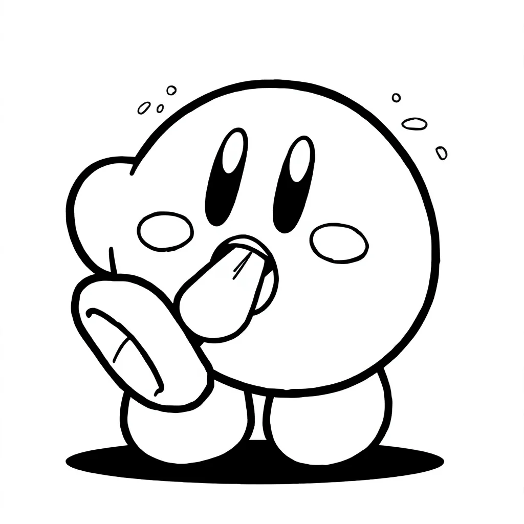 Kirby kirby inhaling — easy kirby coloring page (ages 2–5)
