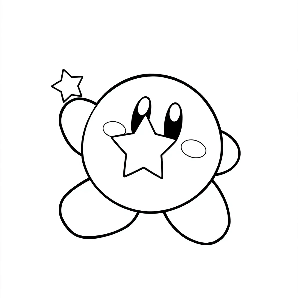 Kirby kirby with a star — easy kirby coloring page (ages 2–5)