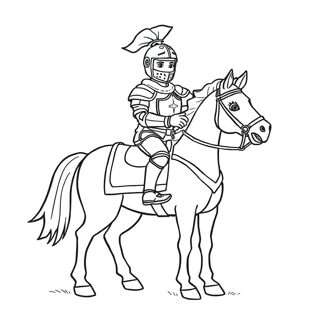 Knights a knight on a horse — easy knights coloring page (ages 2–5)