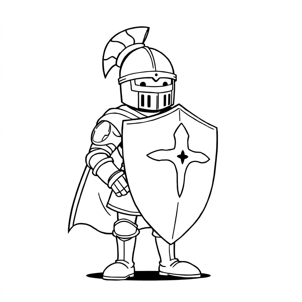 Knights a knight with a shield — easy knights coloring page (ages 2–5)