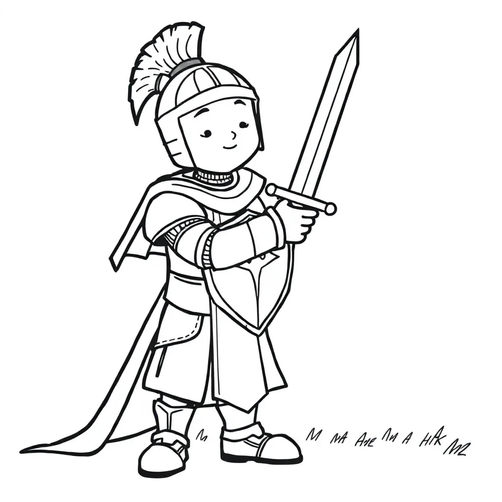 Knights a knight with a sword hugging a friend — easy knights coloring page (ages 2–5)
