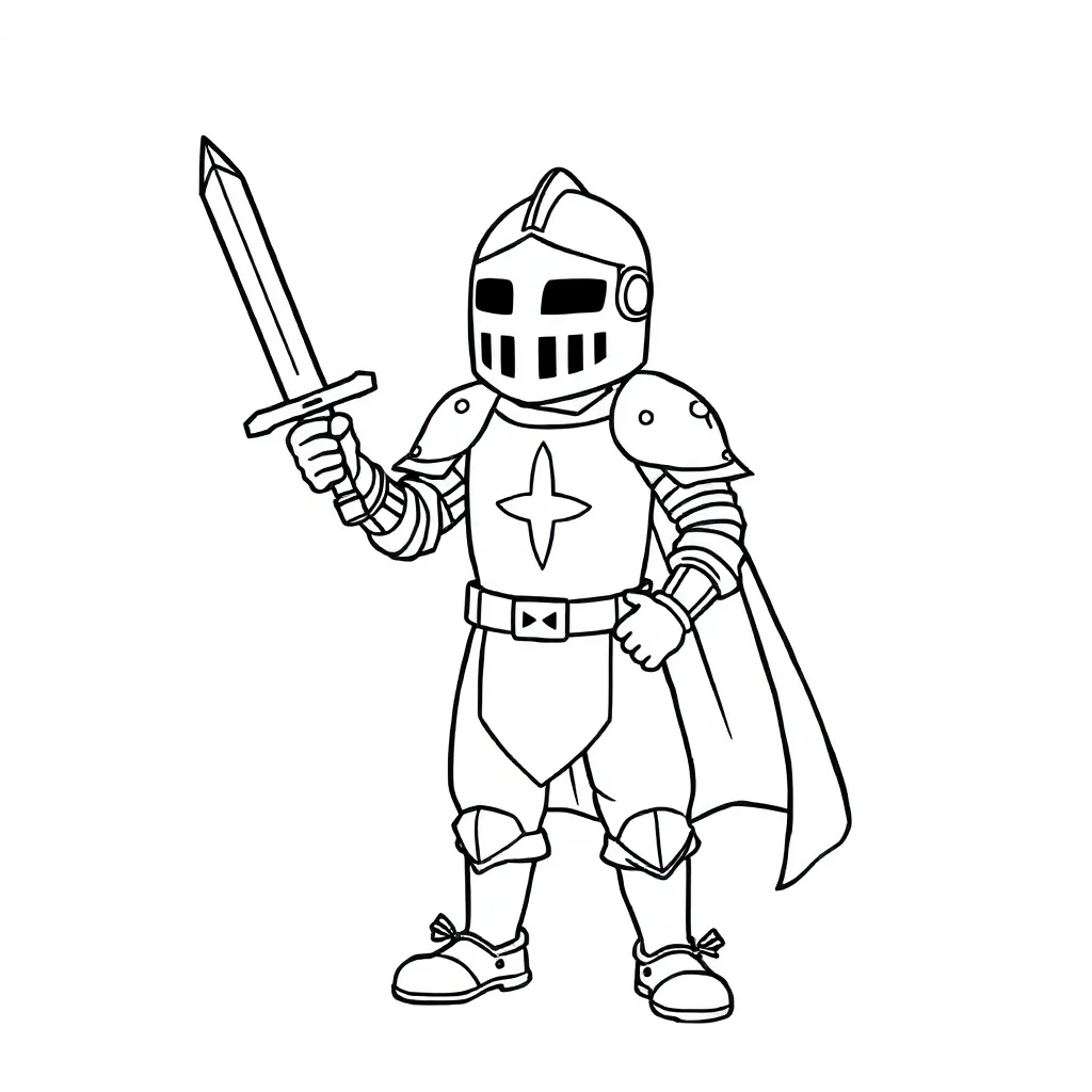 Knights a knight with a sword — easy knights coloring page (ages 2–5)