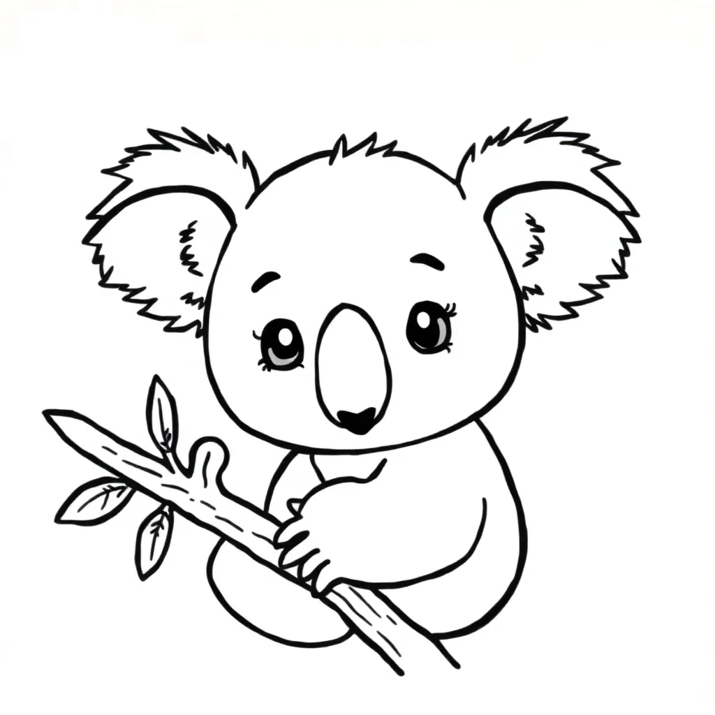 Koalas a baby koala — easy koalas coloring page (ages 2–5)