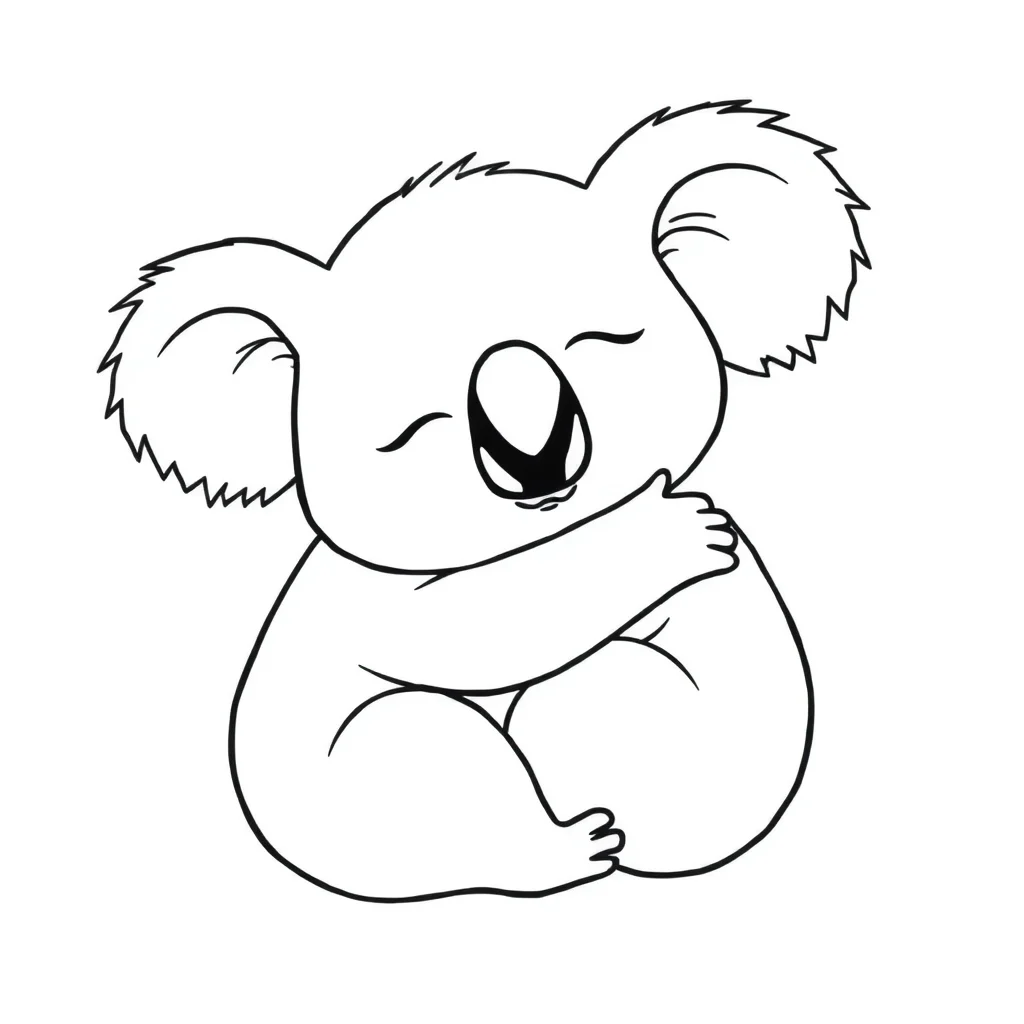 Koalas a sleeping koala hugging a friend — easy koalas coloring page (ages 2–5)