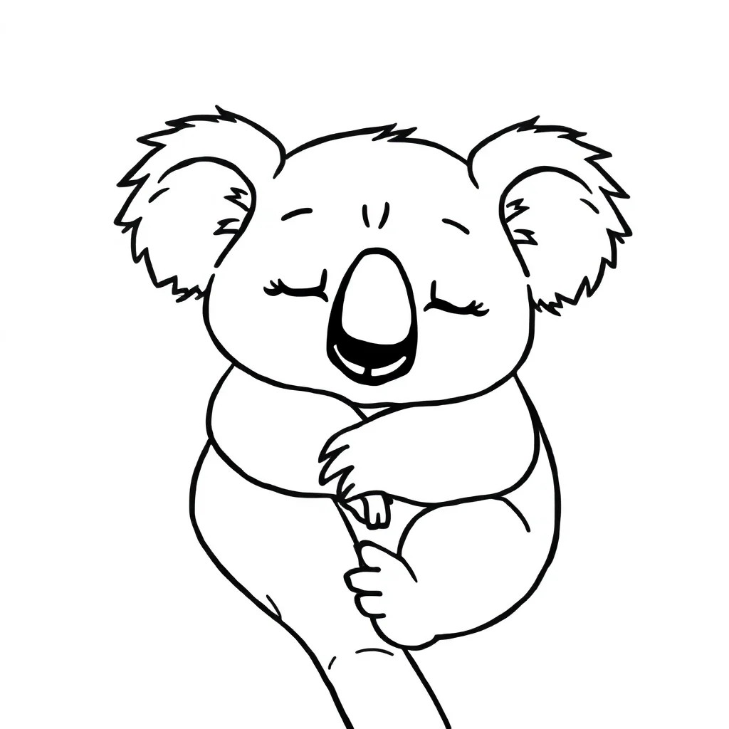 Koalas a sleeping koala — easy koalas coloring page (ages 2–5)