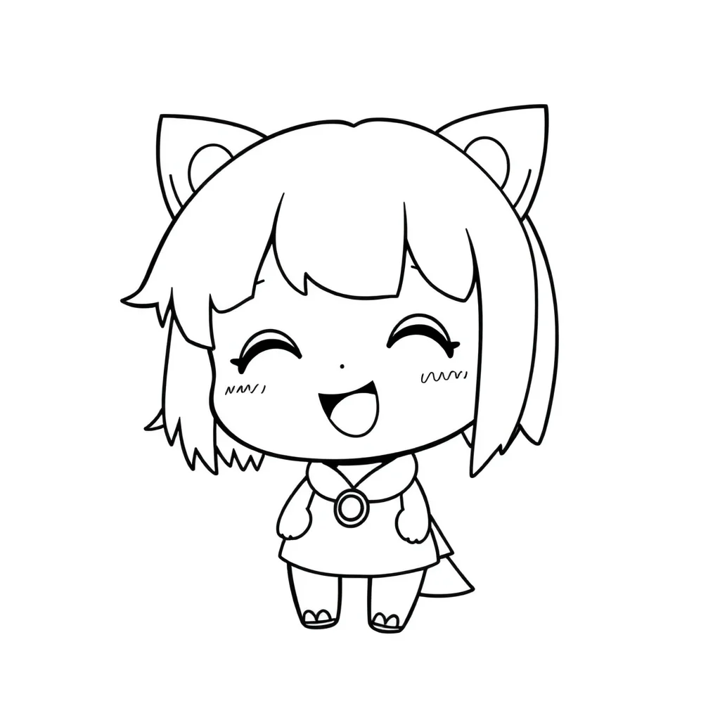 Kuromi a chibi kuromi smiling — easy kuromi coloring page (ages 2–5)