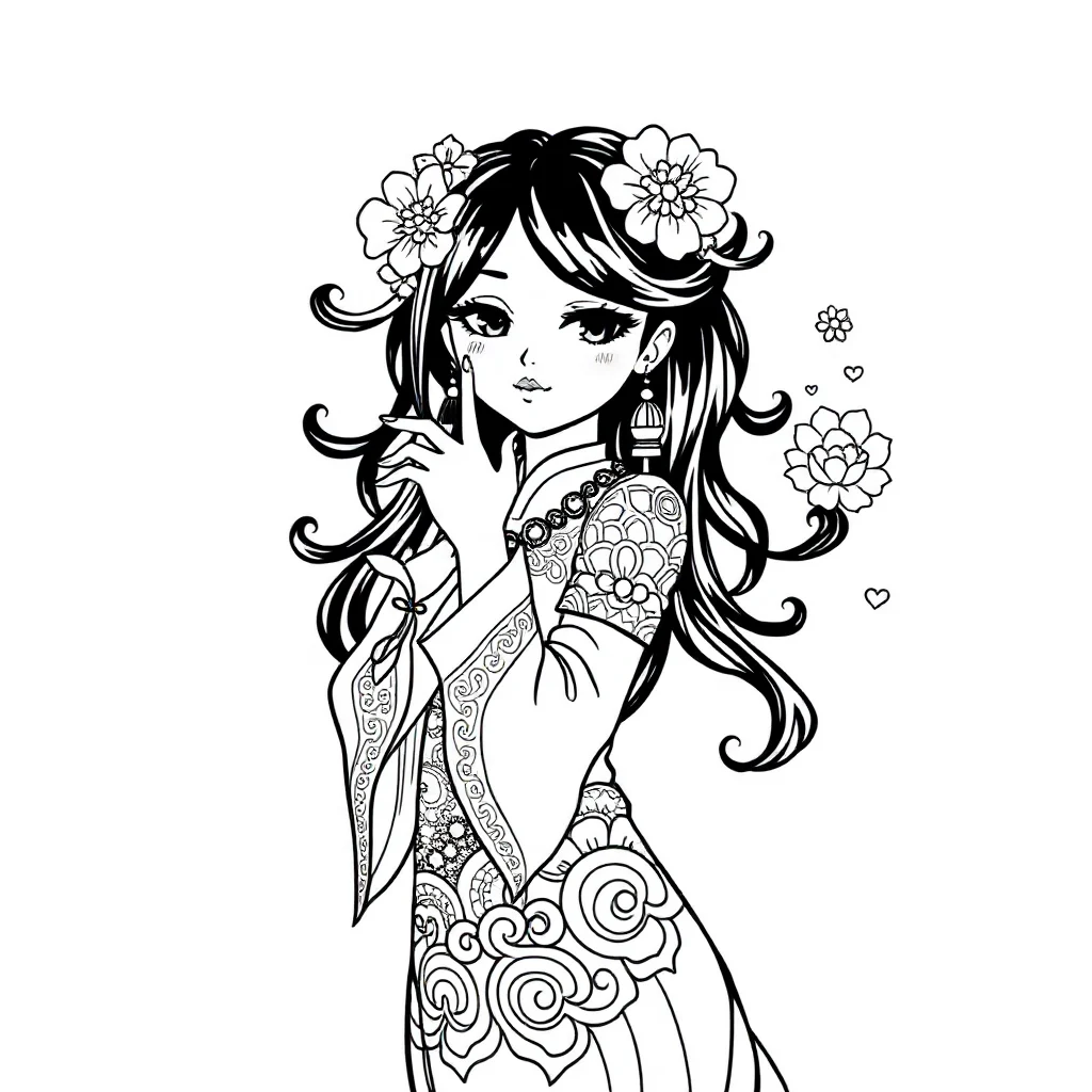 Kuromi kuromi blowing a kiss dancing — detailed kuromi coloring page (ages 9+ & adults)