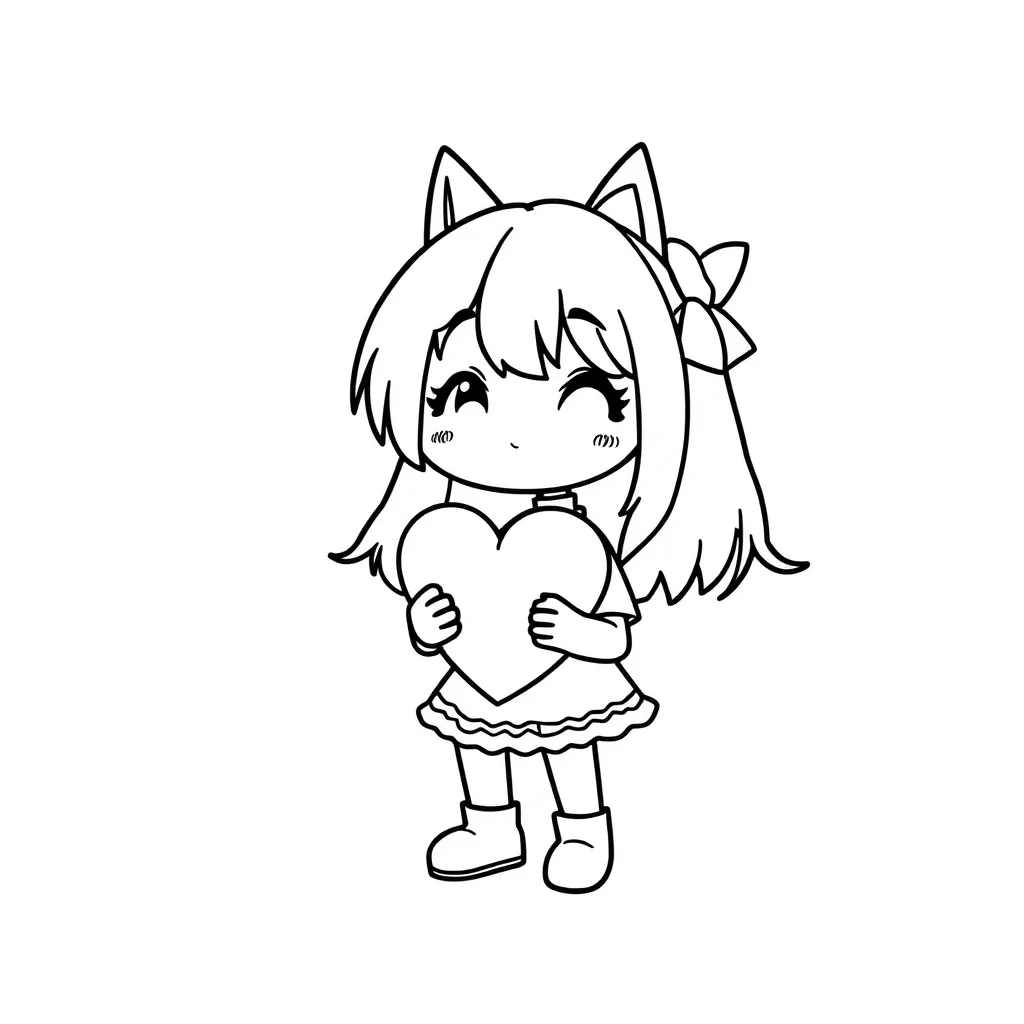 Kuromi kuromi holding a heart — easy kuromi coloring page (ages 2–5)