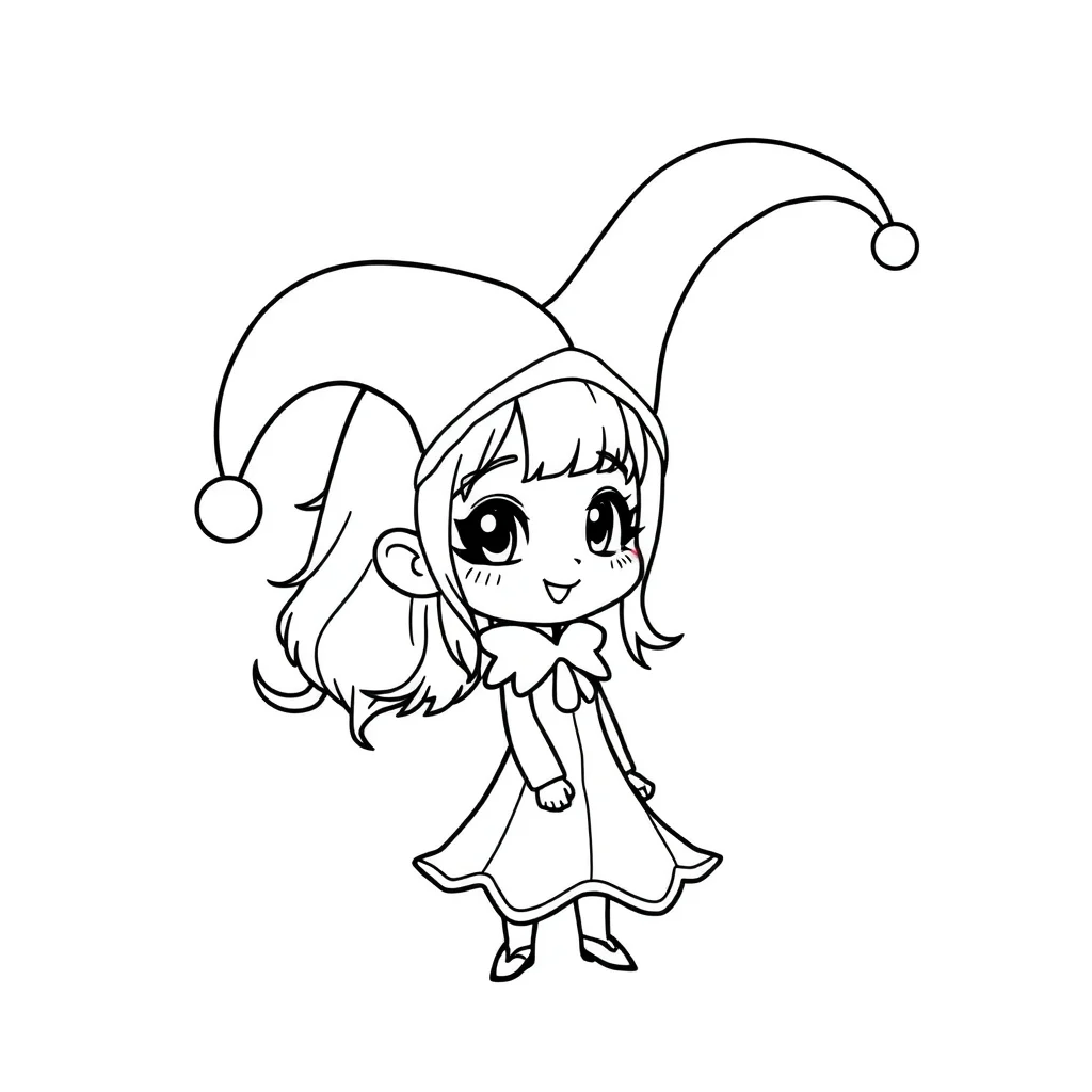 Kuromi kuromi with her jester hat — easy kuromi coloring page (ages 2–5)