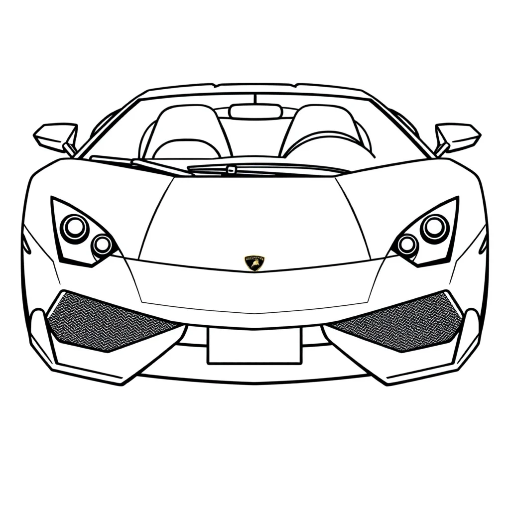 Lamborghini a fast lamborghini front view — easy lamborghini coloring page (ages 2–5)