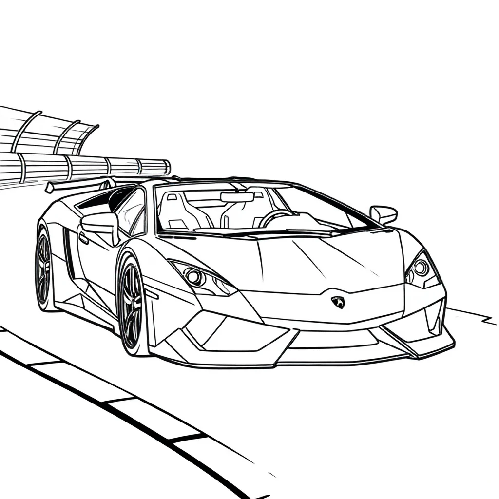 Lamborghini a lamborghini racing on a track — easy lamborghini coloring page (ages 2–5)