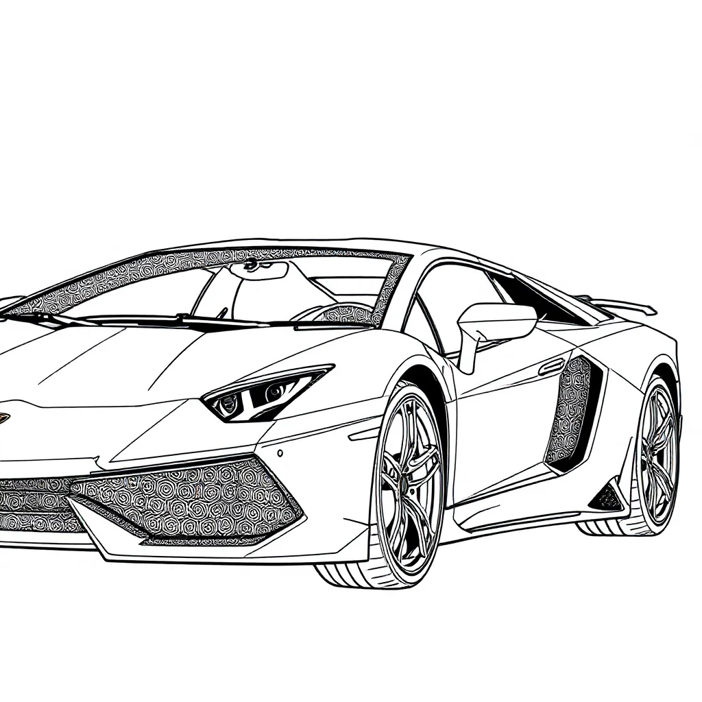 Lamborghini a lamborghini sports car side view sitting — detailed lamborghini coloring page (ages 9+ & adults)