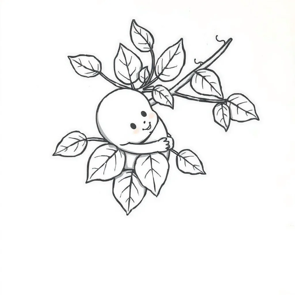 Leaves a branch with leaves hugging a friend — easy leaves coloring page (ages 2–5)